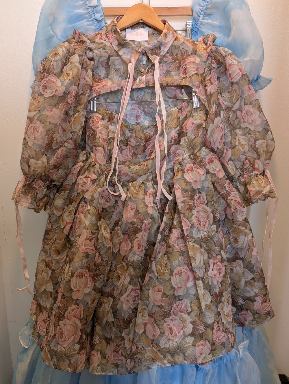 EUC Selkie Jardin De Fleurs Shrug Puff Dress Size Large - Picture 2 of 3